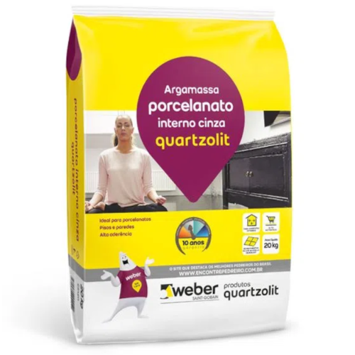 Argamassa AC-III Cinza para Porcelanato Interno de 20 Kg Quartzolit